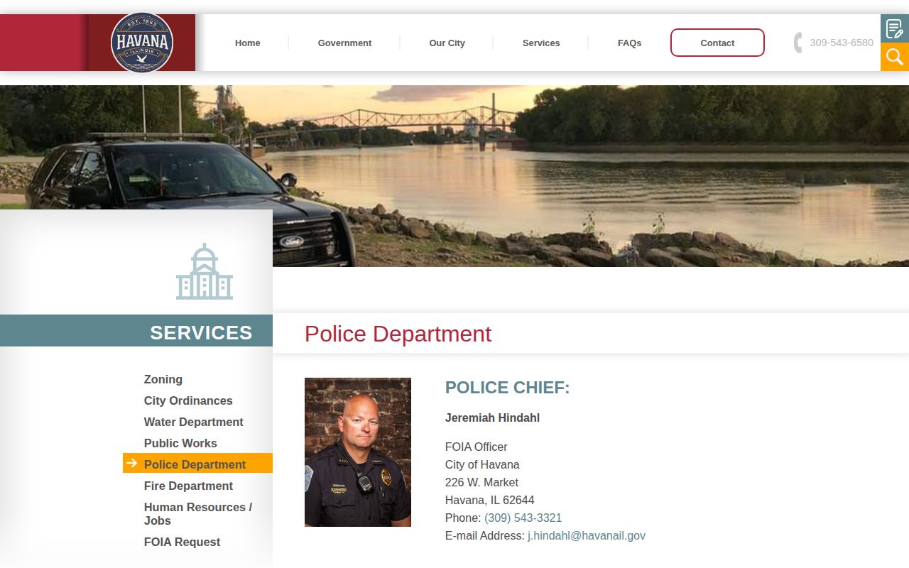 Official Havana Police Department contact page for recent arrest records
