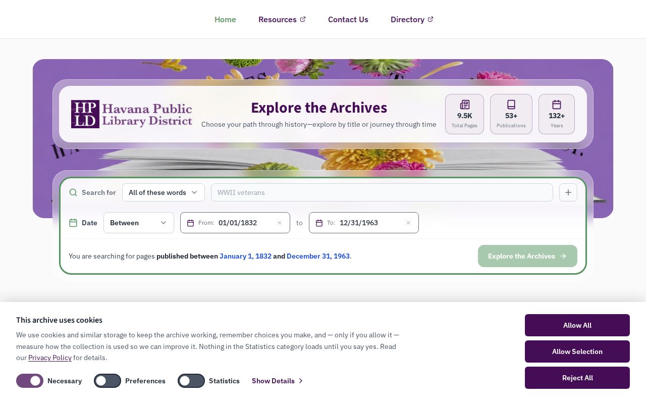 Mason County Democrat digital archive search interface